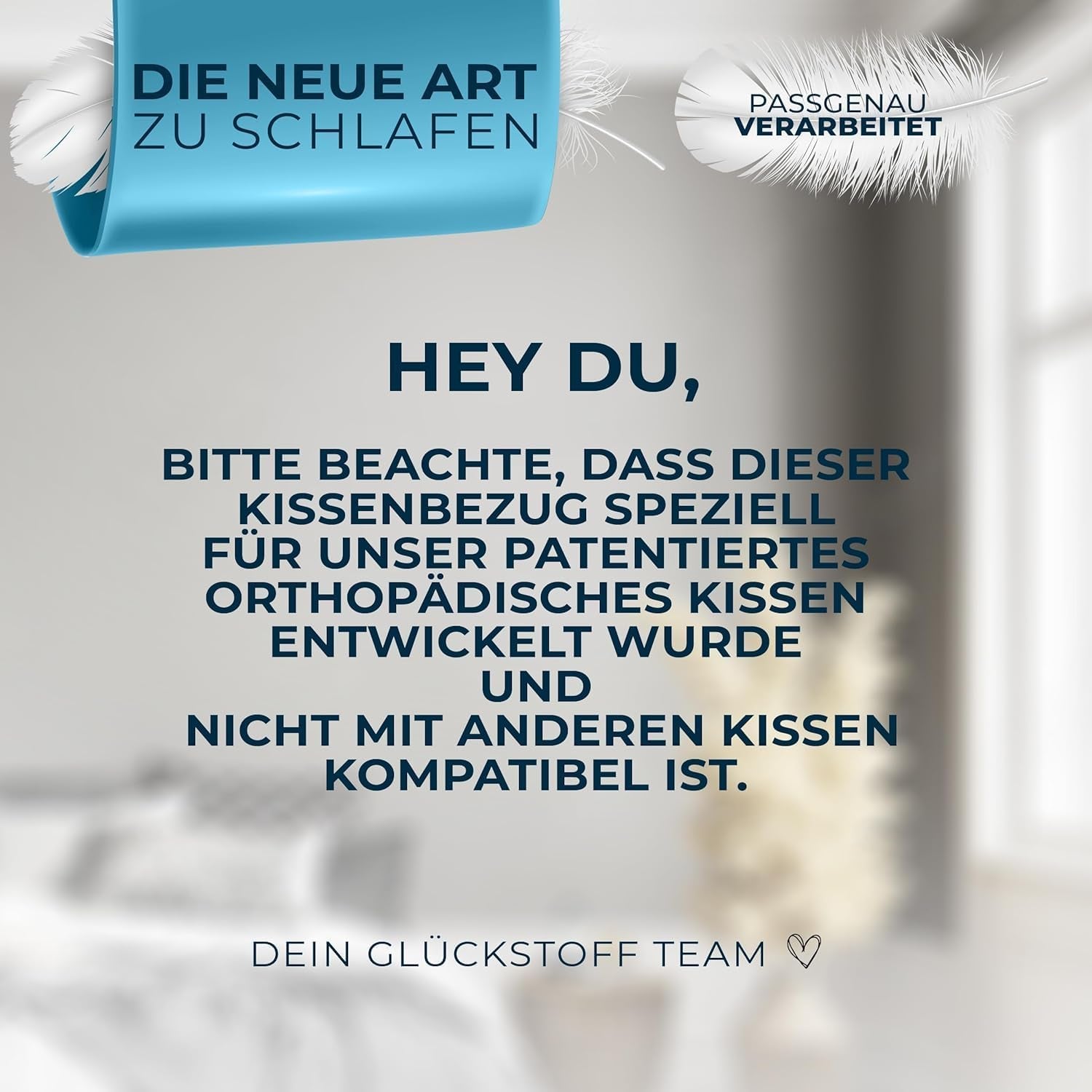 🌿 Glückstoff® Ergo Pillow Cover – Cooling & Warming Effect | Bamboo & Spandex | Soft & Snuggly | White Replacement Cove