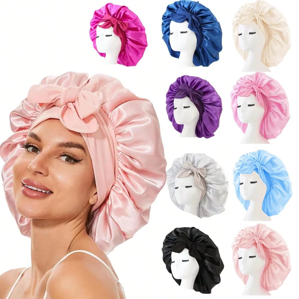 Luxury Satin Hair Bonnet – Soft Silk Sleep Cap with Adjustable Strap for Men & Women