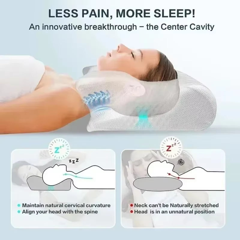 Orthopedic Memory Foam Pillow – Butterfly Design for Neck Pain Relief, Stomach & Side Sleep Support