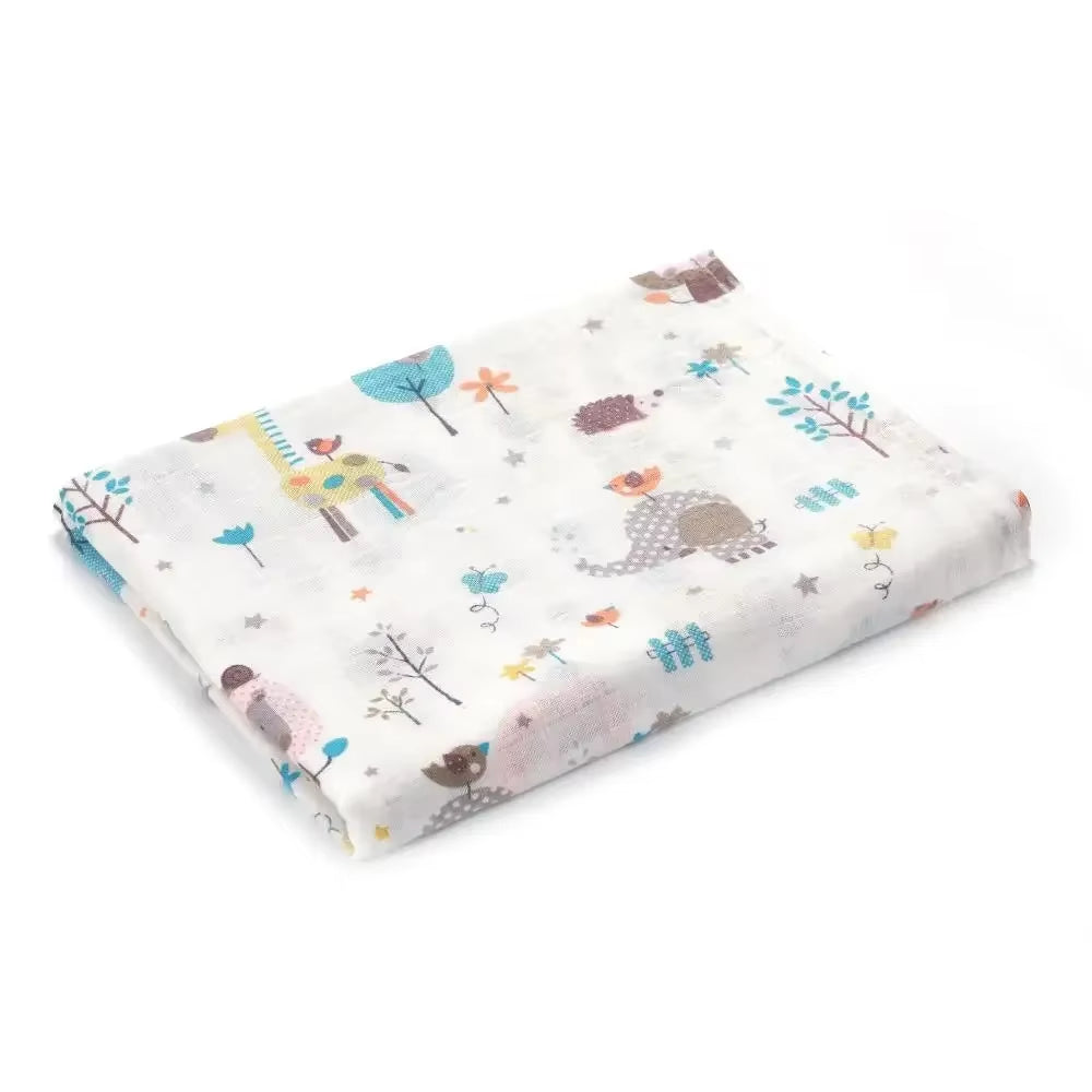 100% Cotton Muslin Baby Swaddle – Soft Newborn Blanket for Bath, Stroller & Sleep