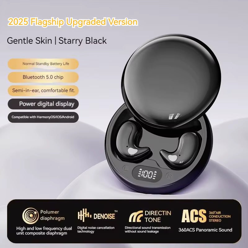 Open-Ear Wireless Sleep Earbuds – Bluetooth Headphones with Surround Sound, Waterproof Design & HD Mic