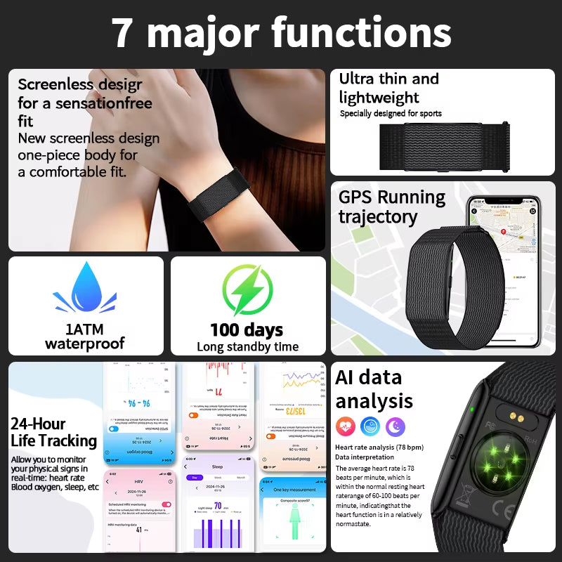 AI Smart Sleep Tracker Bracelet – Fitness Watch with Heart Rate, Stress & Blood Pressure Monitor for Men & Women