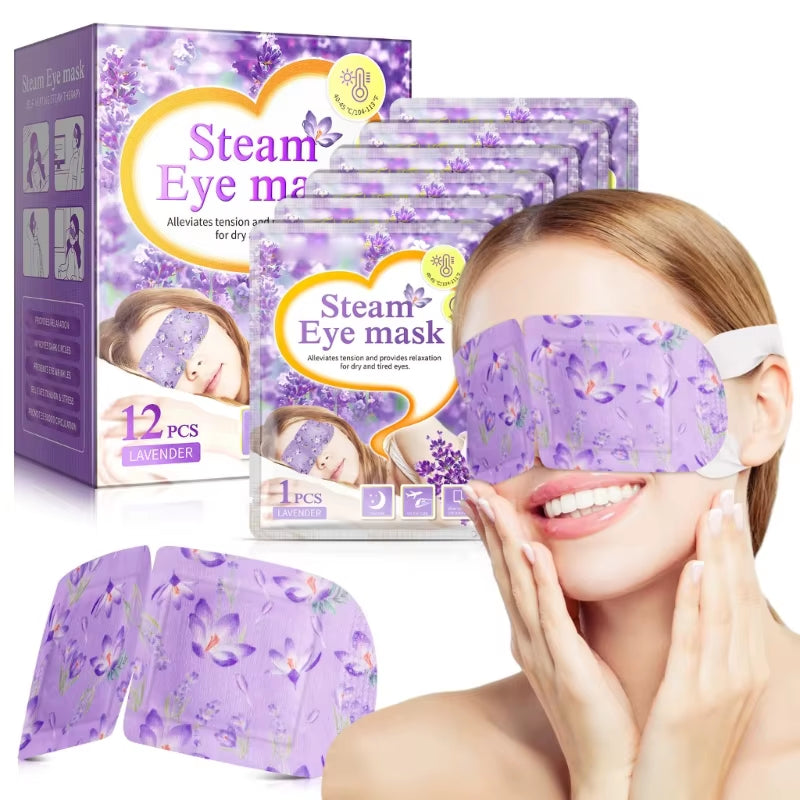 12-Pack Self-Heating Eye Masks – Lavender Scented, Disposable Moisturizing Pads for Daily Relaxation & Sleep
