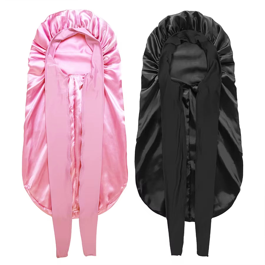 2-Pack Silky Satin Sleep Bonnets – XL Night Caps for Long Hair, Braids & Dreadlocks
