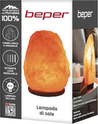 BEPER P201UTP100 Natural Himalayan Salt Lamp – Wooden Base | Air Purifier & Stress Relief