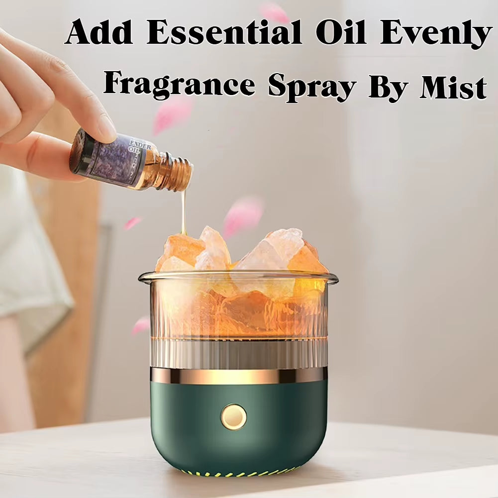 Salt Stone Aroma Diffuser – Essential Oil Humidifier with Multi-Color LED