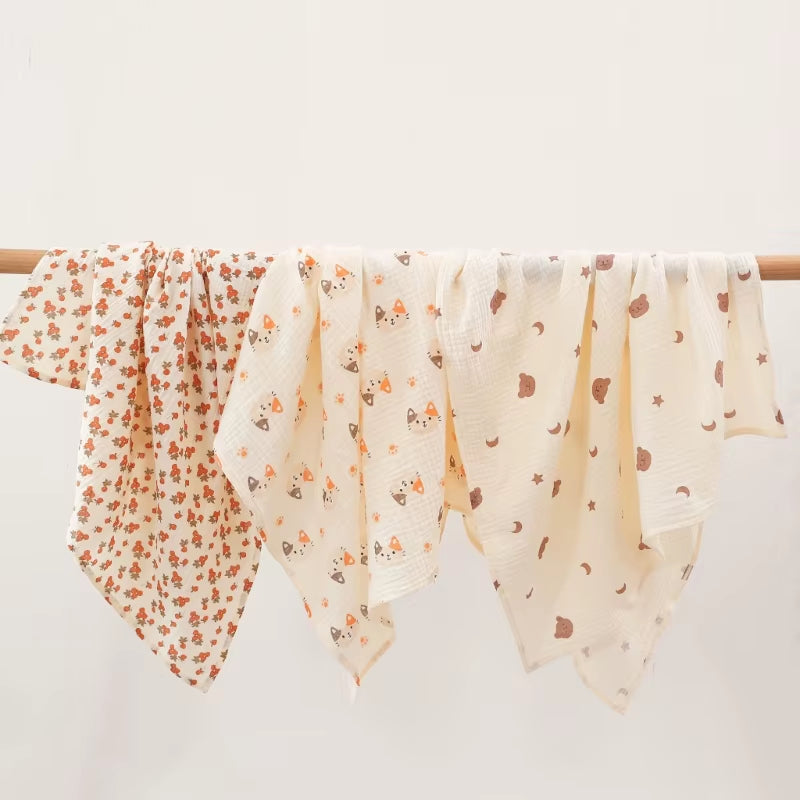 Baby Swaddle Blanket – 100% Cotton Muslin with Floral Print for Newborns & Infant Care
