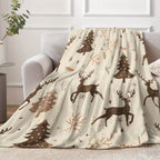 Christmas Flannel Throw Blanket – Soft Velvet Polyester Quilt with Digital Print for Sofa & Bedroom