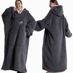 Cozy Hooded TV Blanket – Soft Flannel Wearable Throw with Full Sleeves for Adults