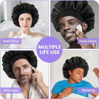 Double-Layer Satin Sleep Bonnet – Elastic Band Night Cap for Curly & Natural Hair