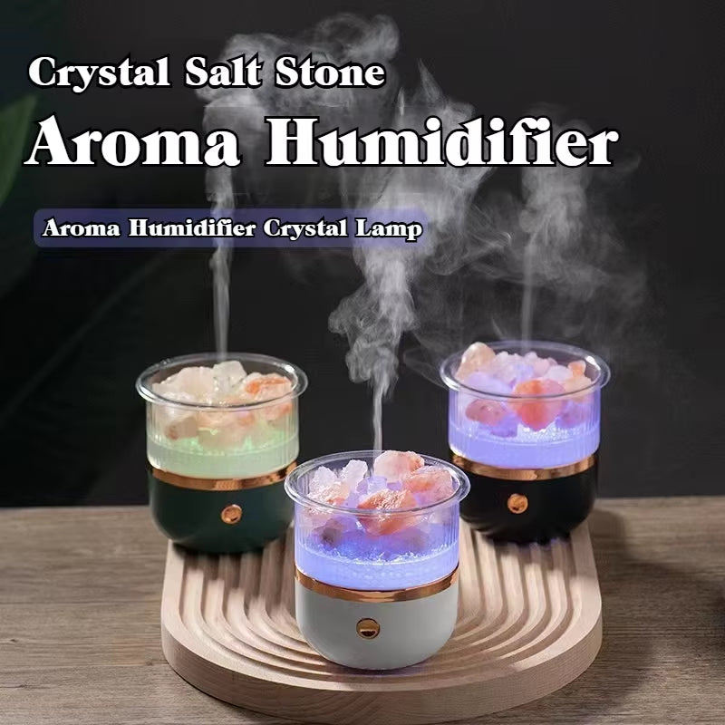 Salt Stone Aroma Diffuser – Essential Oil Humidifier with Multi-Color LED
