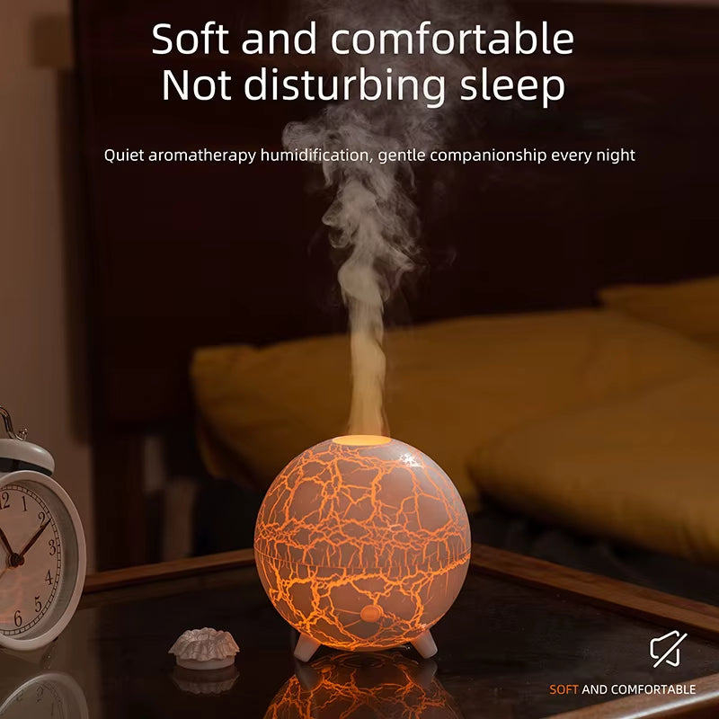 Ultrasonic Planet Aromatherapy Diffuser – 200ML USB Humidifier with Colorful Flame & Essential Oil Spray