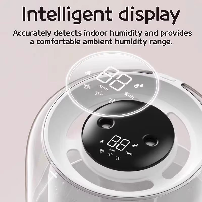 Large-Capacity Ultrasonic Humidifier – Dual Mist Aroma Diffuser with LED Light & Antibacterial Tank (6.8L)