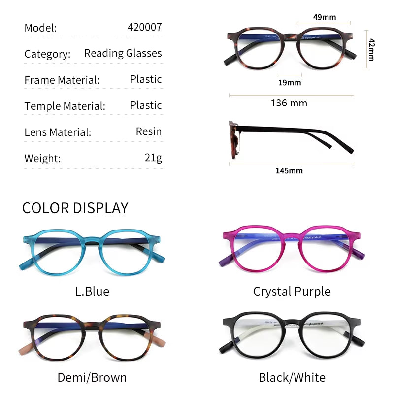 Retro Round Blue Light Blocking Glasses – Unisex Computer Eyewear | Anti-Glare | Model 420007