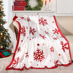 Red Snowflake Christmas Throw Blanket – Super Soft Flannel Fleece for Winter Holiday Comfort