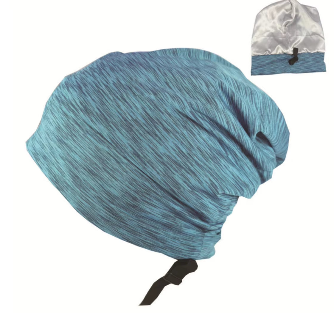 Silk Satin Night Hat – Adjustable Baggy Bonnet for Men & Women