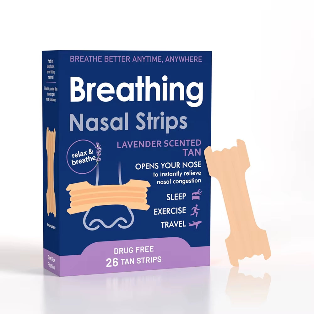 Breath Nasal Strips for Sleep – Strong Anti-Snoring Nose Strips with Lavender Aroma & Air Intake Support