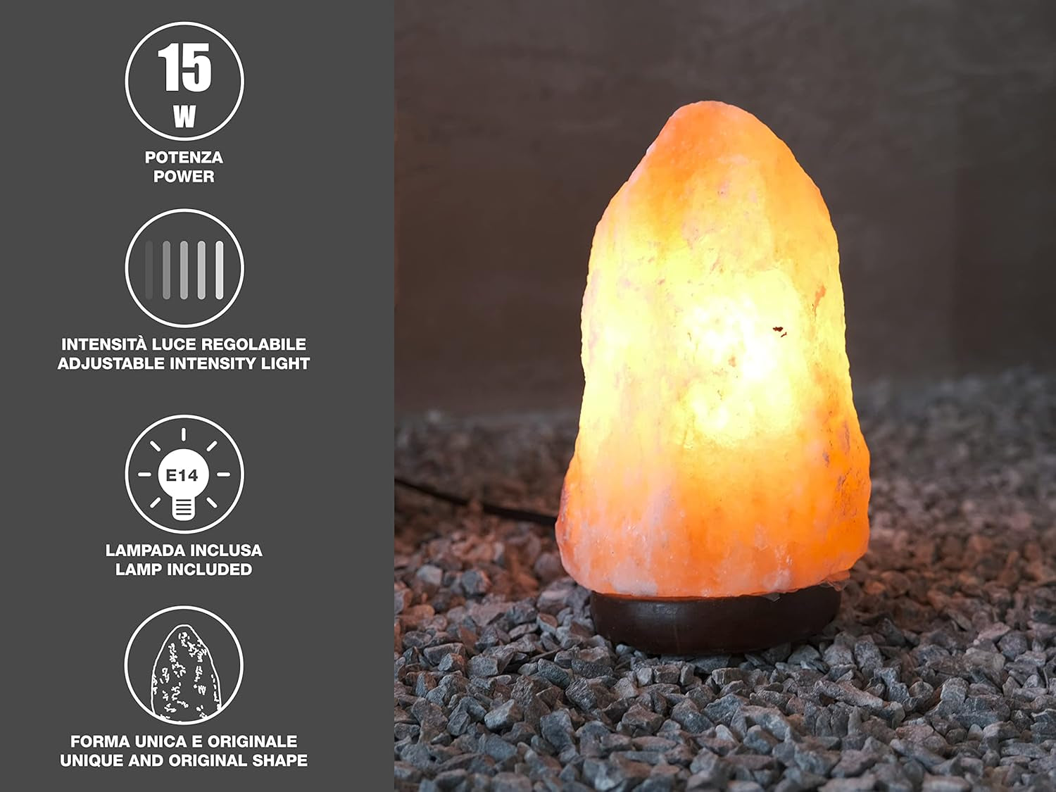 BEPER P201UTP100 Natural Himalayan Salt Lamp – Wooden Base | Air Purifier & Stress Relief