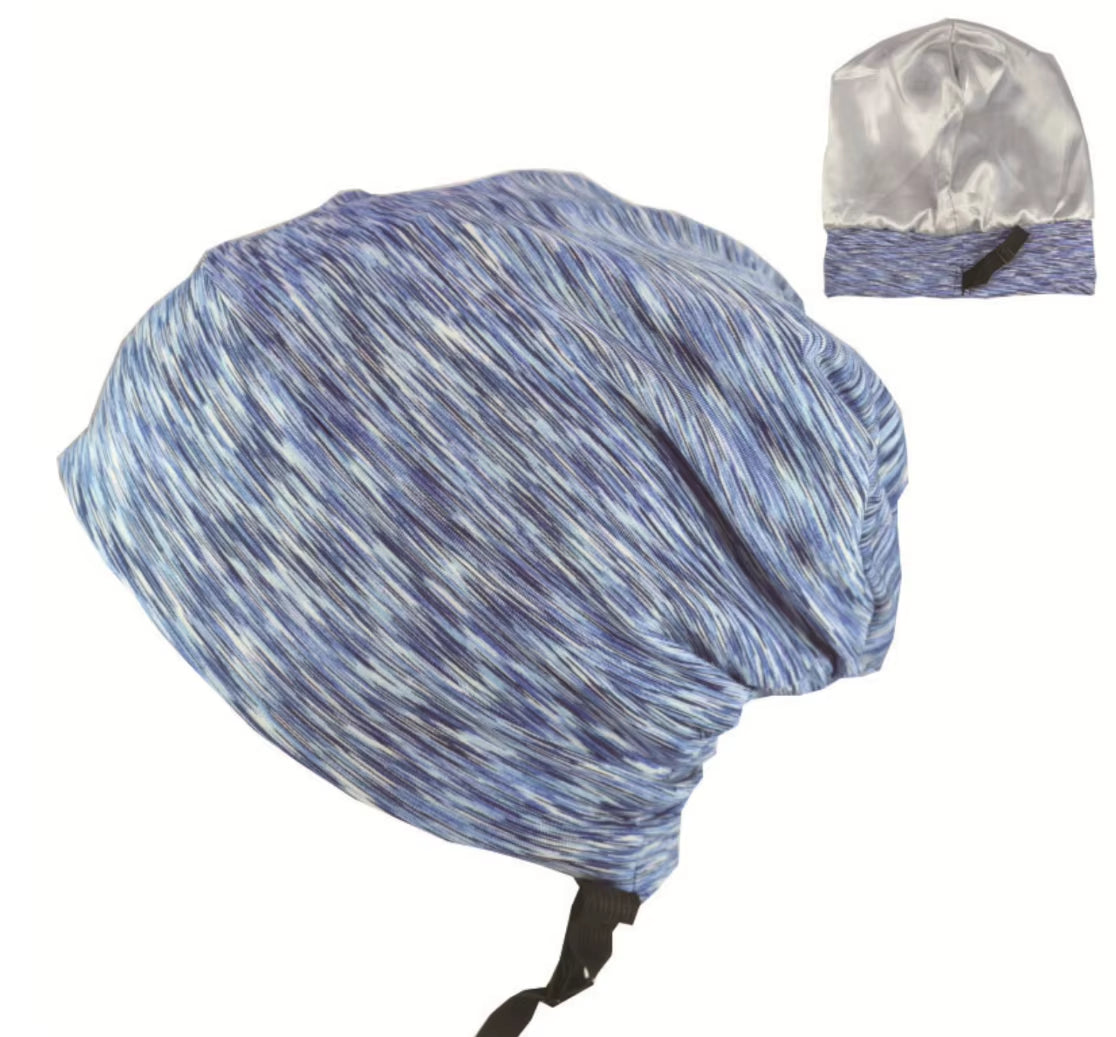 Silk Satin Night Hat – Adjustable Baggy Bonnet for Men & Women