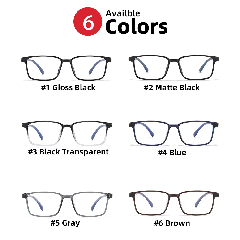 Classic TR90 Blue Light Blocking Glasses – Square Frame | Anti-Glare Eyewear for Men & Women | Office & Computer Use