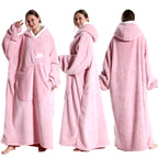 Cozy Hooded TV Blanket – Soft Flannel Wearable Throw with Full Sleeves for Adults