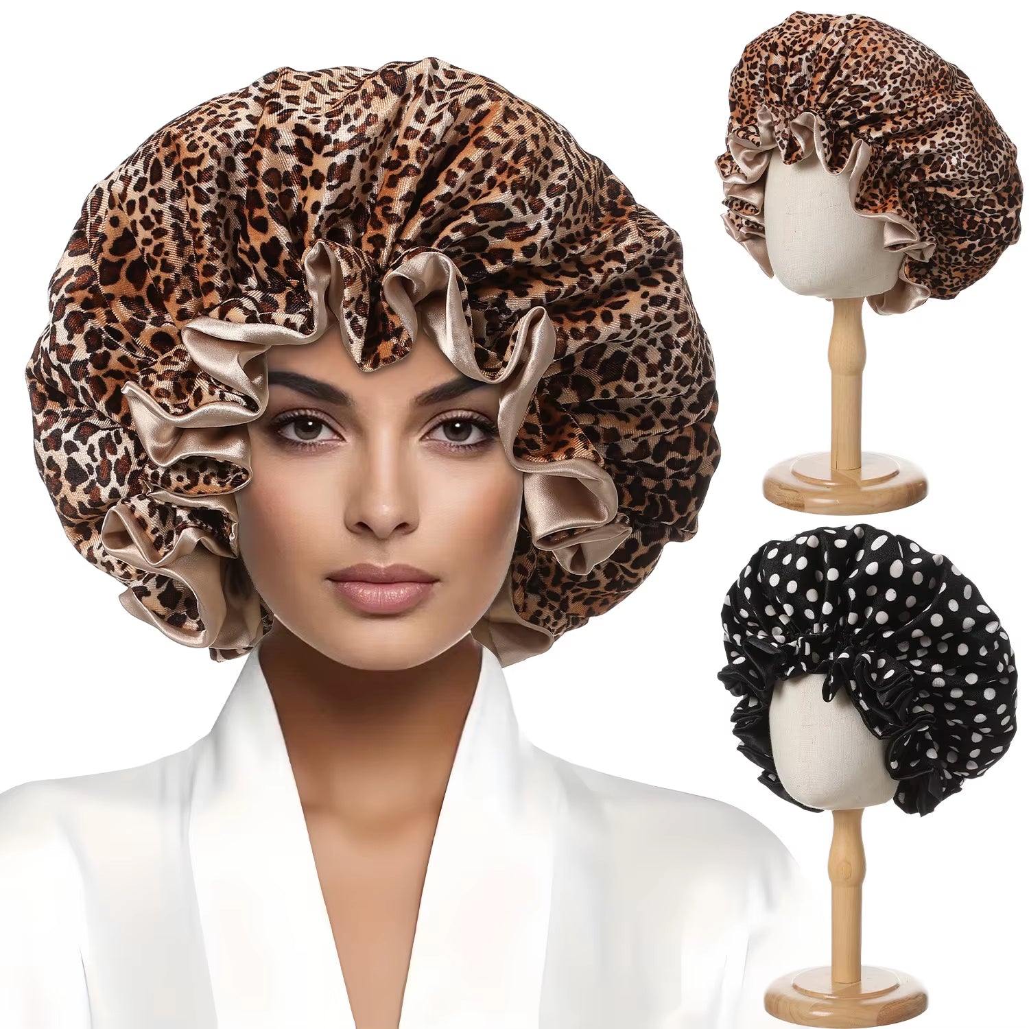 Thickened Silk Hair Wrap – Warm Stretchy Satin Bonnet for Sleeping, Winter & Protective Styles