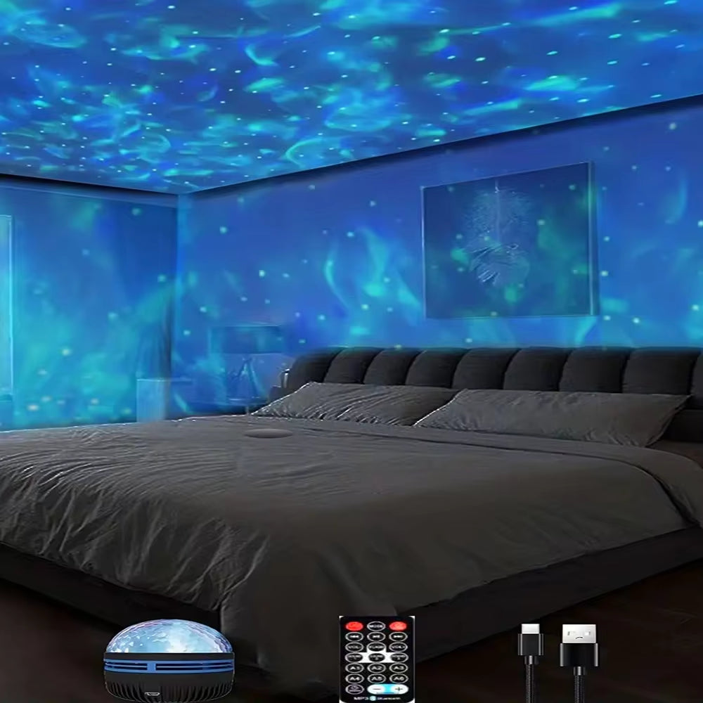 Star & Galaxy Projector – Ocean Wave Night Light with 7-Color Patterns for Bedroom & Room Decor