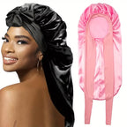 2-Pack Silky Satin Sleep Bonnets – XL Night Caps for Long Hair, Braids & Dreadlocks