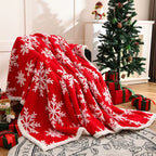 Double-Layer Christmas Blanket – Soft Snowflake Fleece Throw for Sofa, Bed & Seasonal Comfort