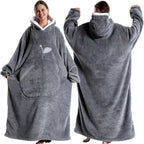 Cozy Hooded TV Blanket – Soft Flannel Wearable Throw with Full Sleeves for Adults