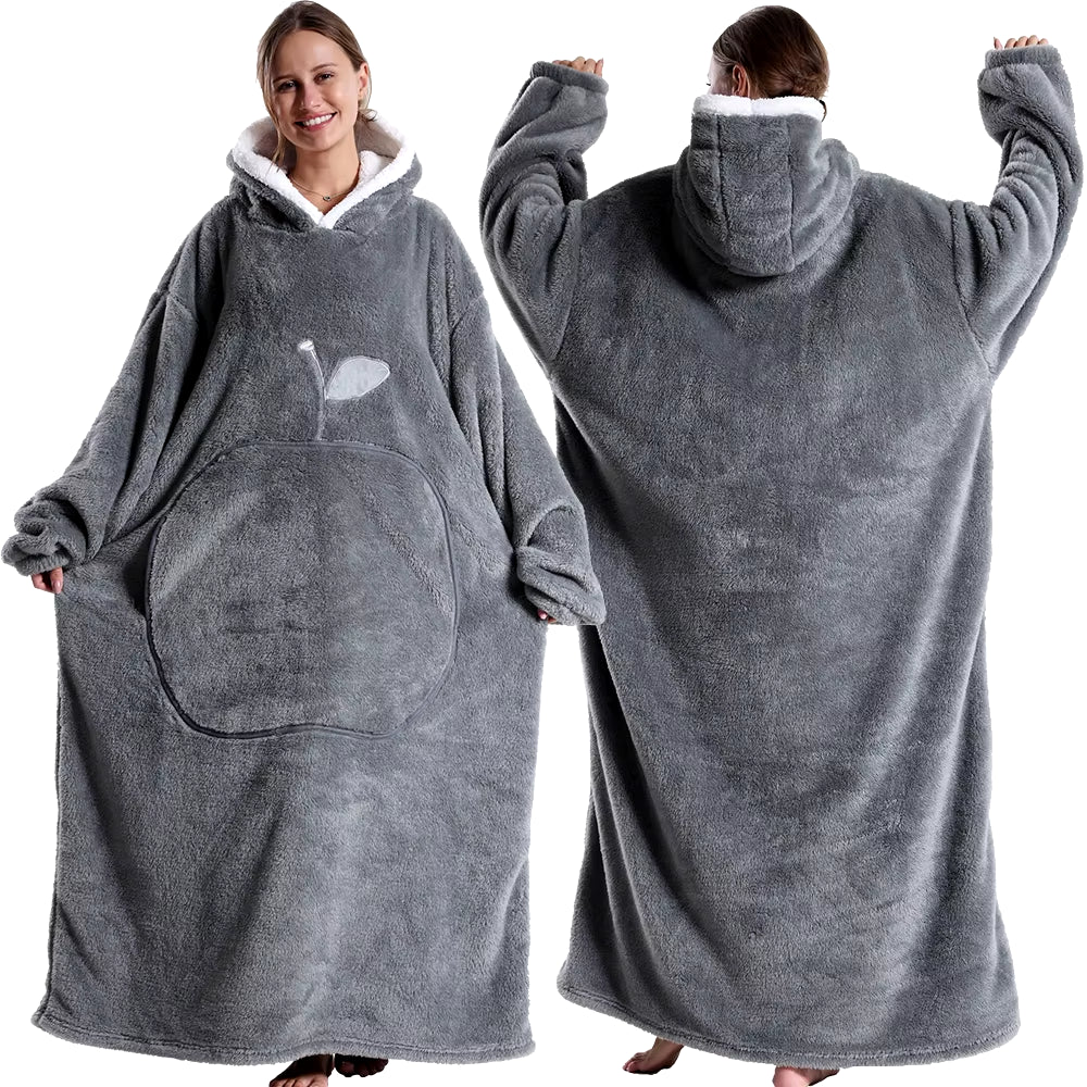 Cozy Hooded TV Blanket – Soft Flannel Wearable Throw with Full Sleeves for Adults