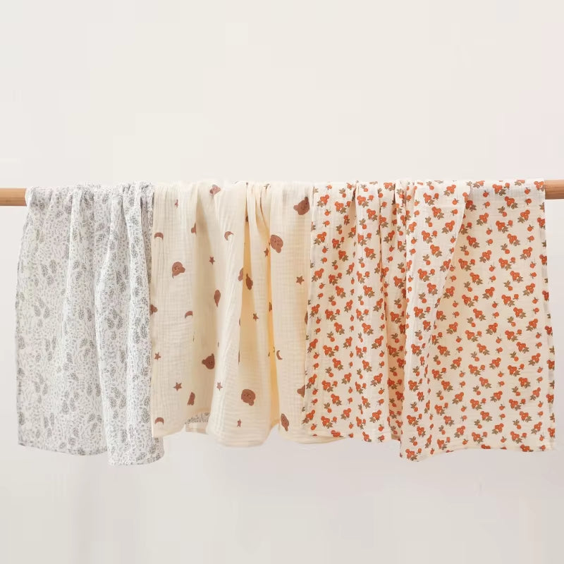 Baby Swaddle Blanket – 100% Cotton Muslin with Floral Print for Newborns & Infant Care