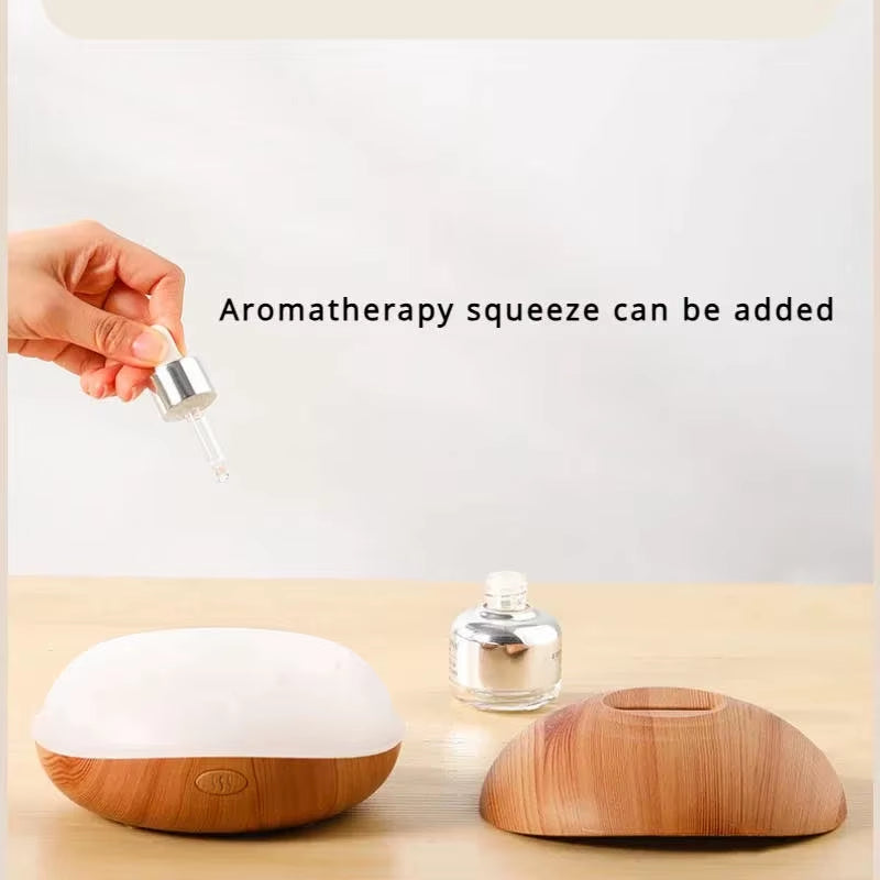 7-Color Flame Aroma Diffuser – Ultrasonic Wood Grain Humidifier & Mist Maker for Essential Oils