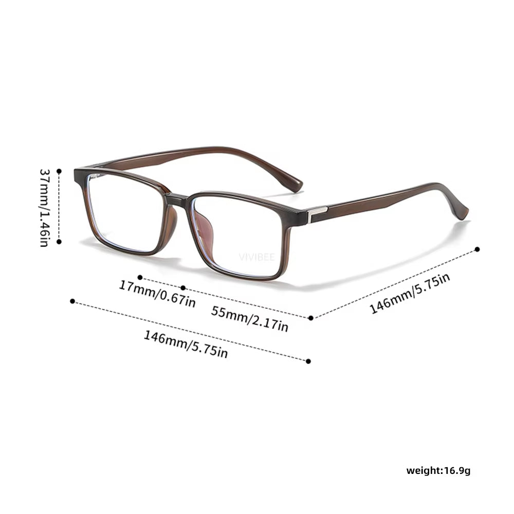 Classic TR90 Blue Light Blocking Glasses – Square Frame | Anti-Glare Eyewear for Men & Women | Office & Computer Use