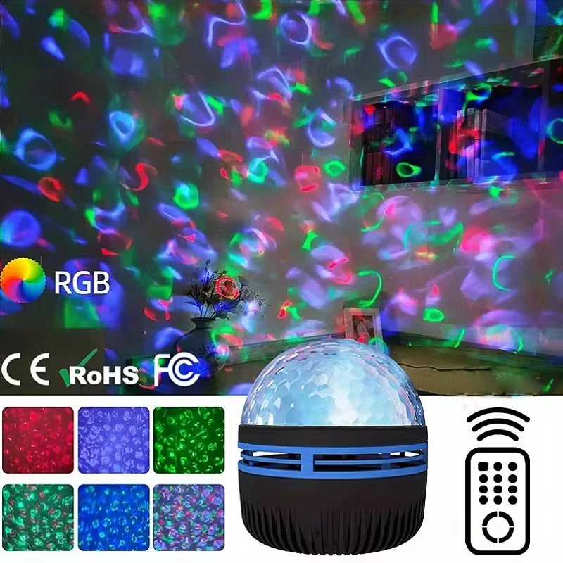 Star & Galaxy Projector – Ocean Wave Night Light with 7-Color Patterns for Bedroom & Room Decor
