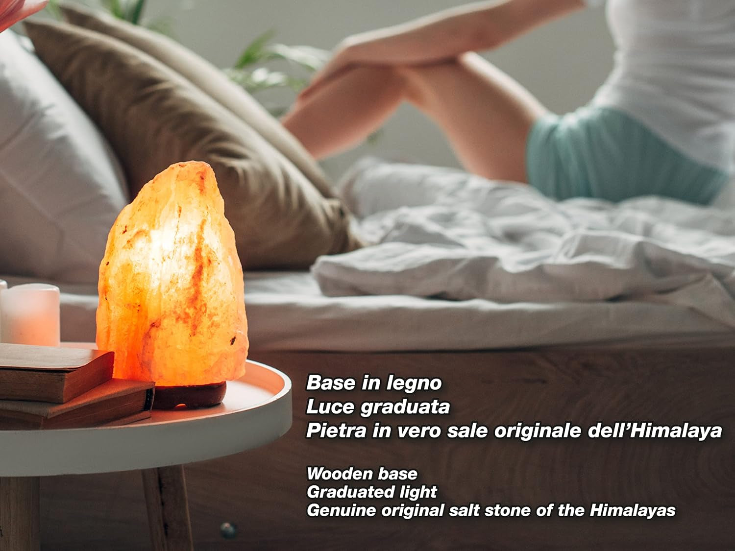 BEPER P201UTP100 Natural Himalayan Salt Lamp – Wooden Base | Air Purifier & Stress Relief