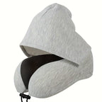 Luxury Travel Neck Pillow – Memory Foam with Hood & Removable Cover for All-Day Comfort