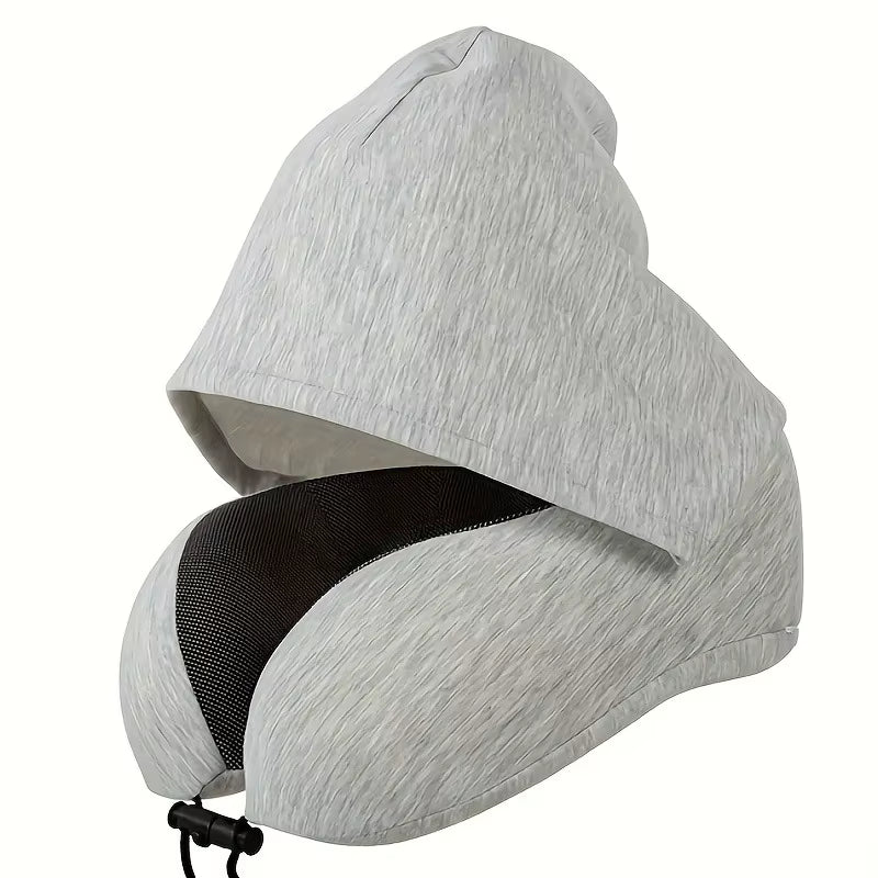 Luxury Travel Neck Pillow – Memory Foam with Hood & Removable Cover for All-Day Comfort