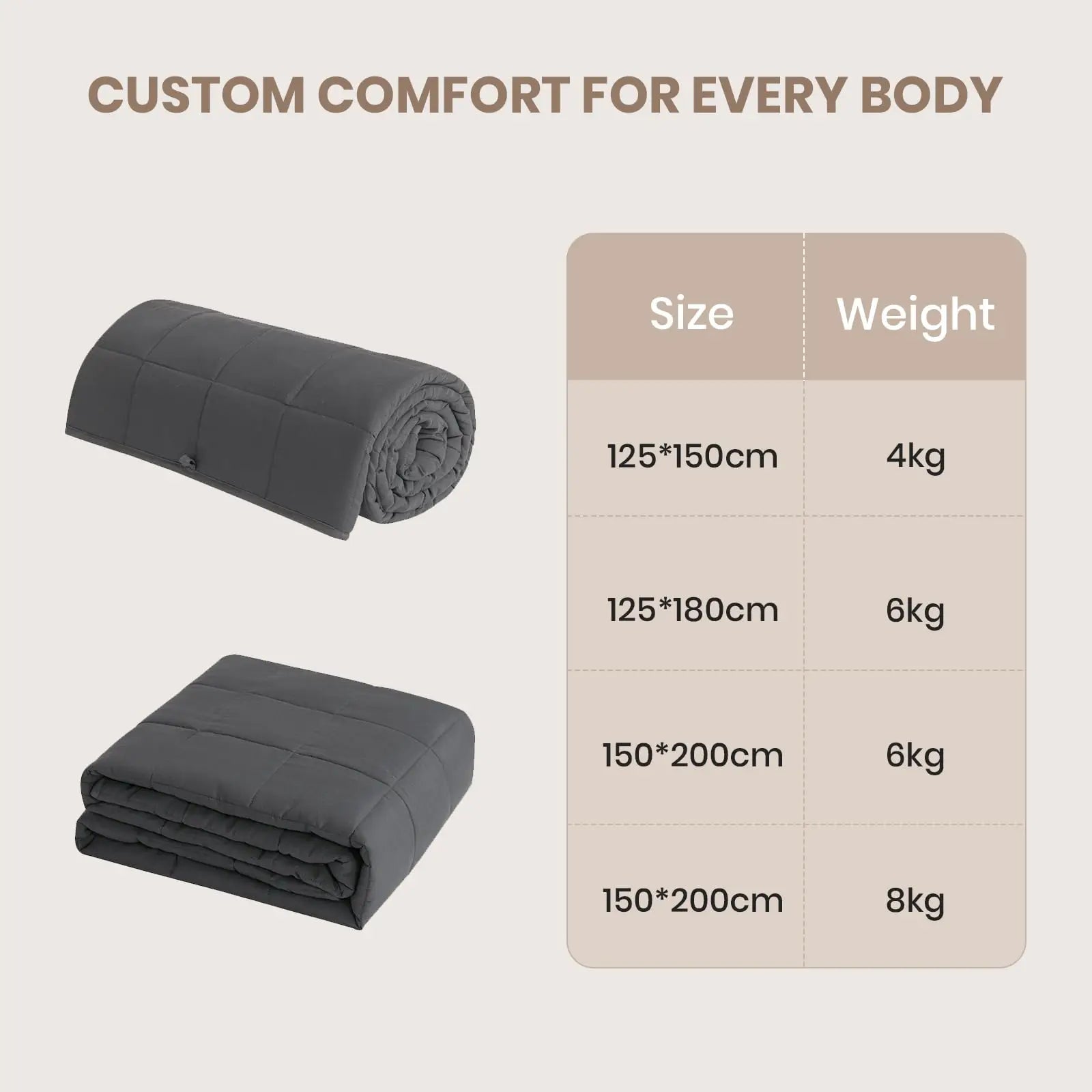 Weighted Blanket for Adults 4–8kg – Heavy Blanket for Deep Sleep, Relaxation & Stress Relief