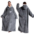 Cozy Hooded TV Blanket – Soft Flannel Wearable Throw with Full Sleeves for Adults