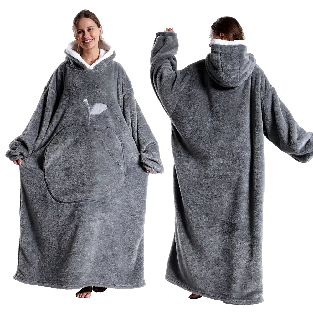 Cozy Hooded TV Blanket – Soft Flannel Wearable Throw with Full Sleeves for Adults