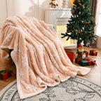 Double-Layer Christmas Blanket – Soft Snowflake Fleece Throw for Sofa, Bed & Seasonal Comfort