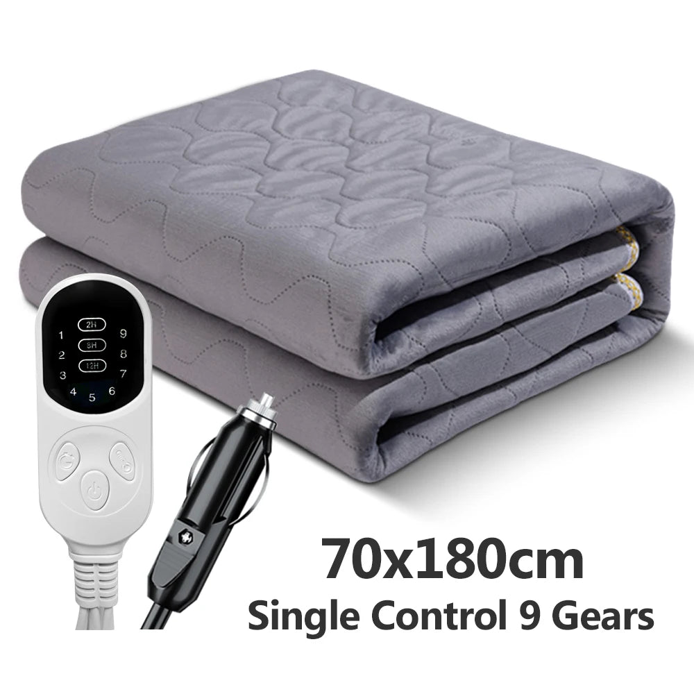 12V Heated Car Blanket – 9-Level Electric Travel Pad for Camping & Outdoor Use (Multiple Sizes)