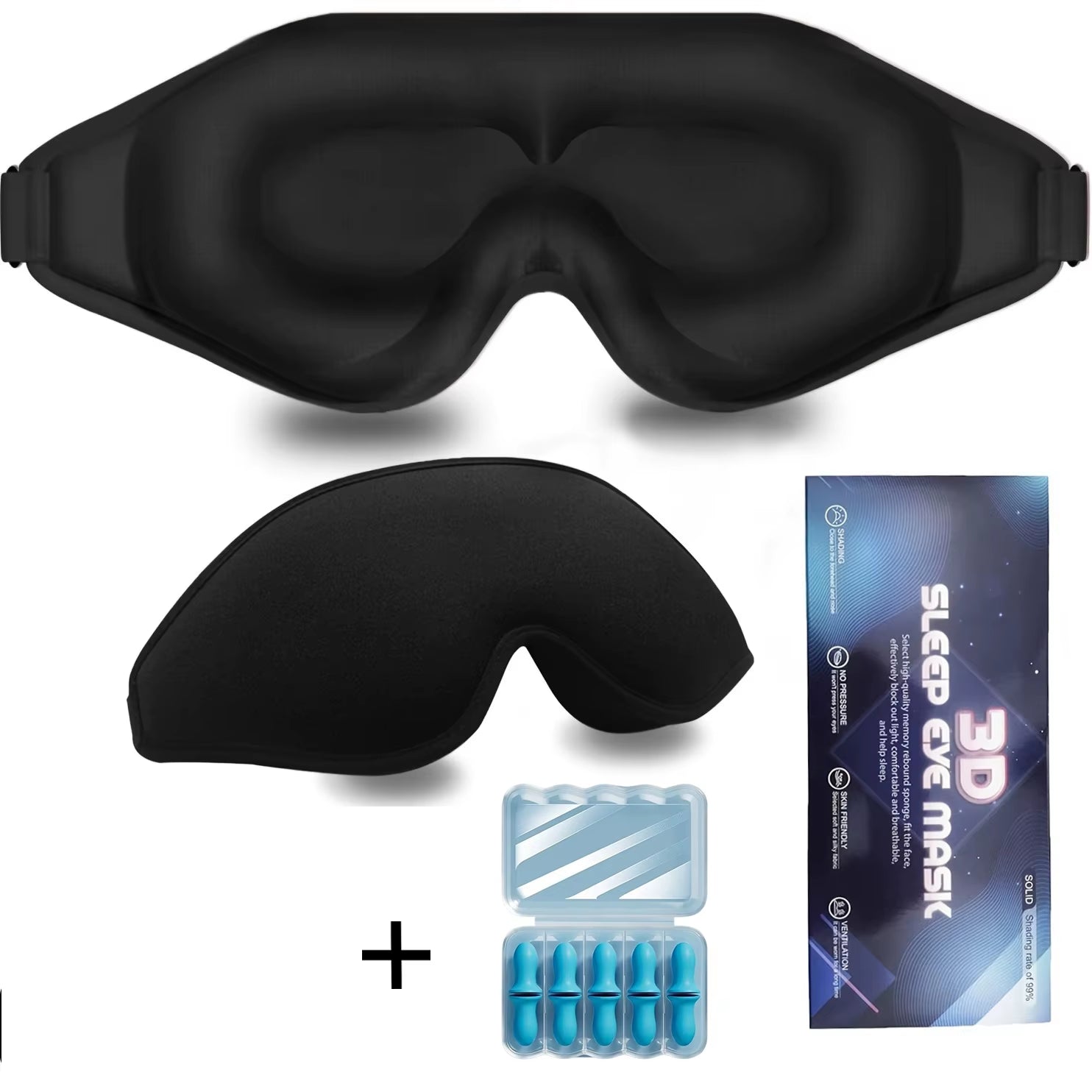 3Dcontoured Sleep Mask – Zero Eye Pressure Design, Adjustable Strap, Sleep Eye Mask 100% Blackout Eye Cover