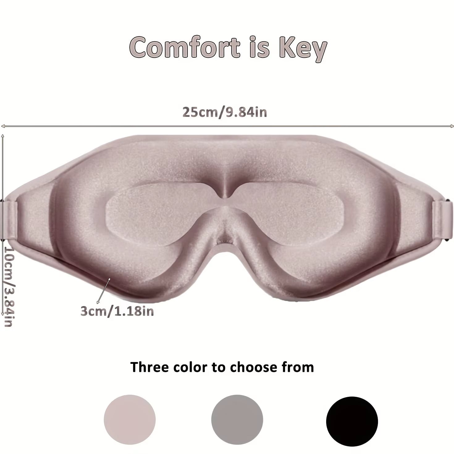3Dcontoured Sleep Mask – Zero Eye Pressure Design, Adjustable Strap, Sleep Eye Mask 100% Blackout Eye Cover
