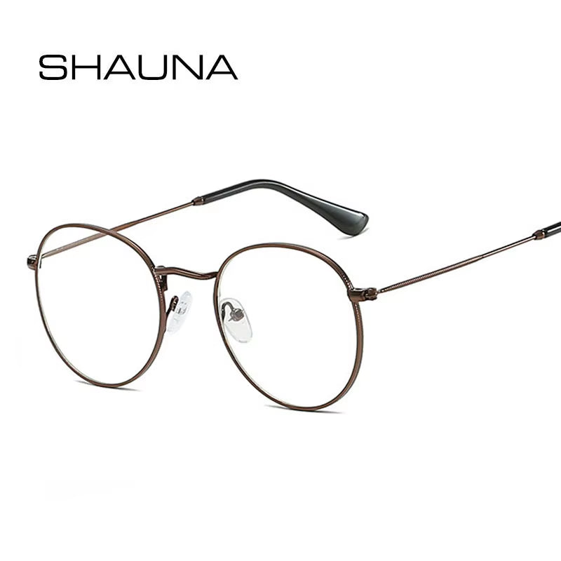 SHAUNA Classic Round Blue Light Blocking Glasses – Designer Metal Frame | Stylish Computer Eyewear