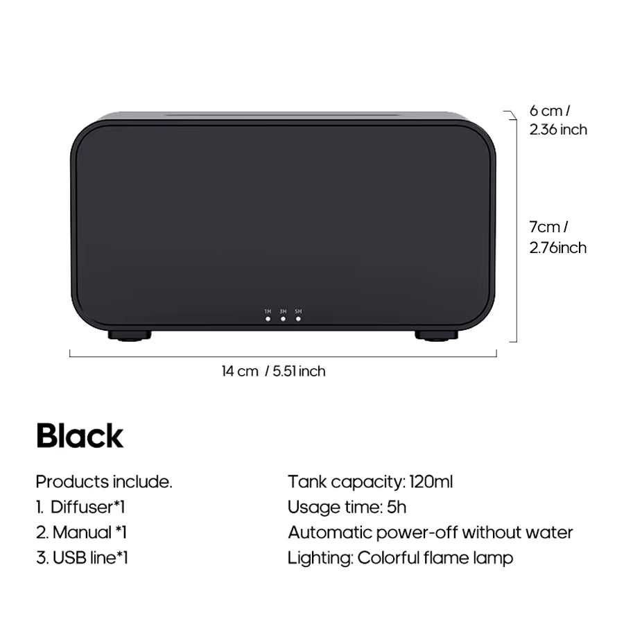 Colorful Flame Aroma Diffuser – Ultrasonic Cool Mist Humidifier with Essential Oil & Timer Setting