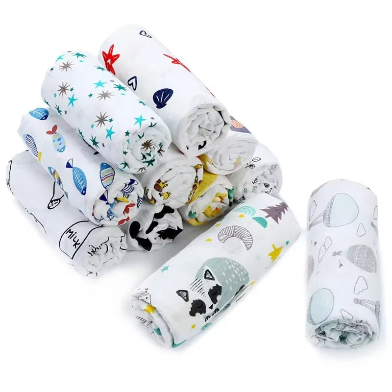 100% Cotton Muslin Baby Swaddle – Soft Newborn Blanket for Bath, Stroller & Sleep