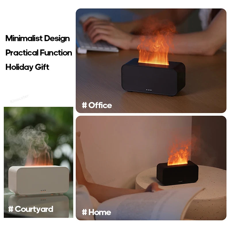 Colorful Flame Aroma Diffuser – Ultrasonic Cool Mist Humidifier with Essential Oil & Timer Setting