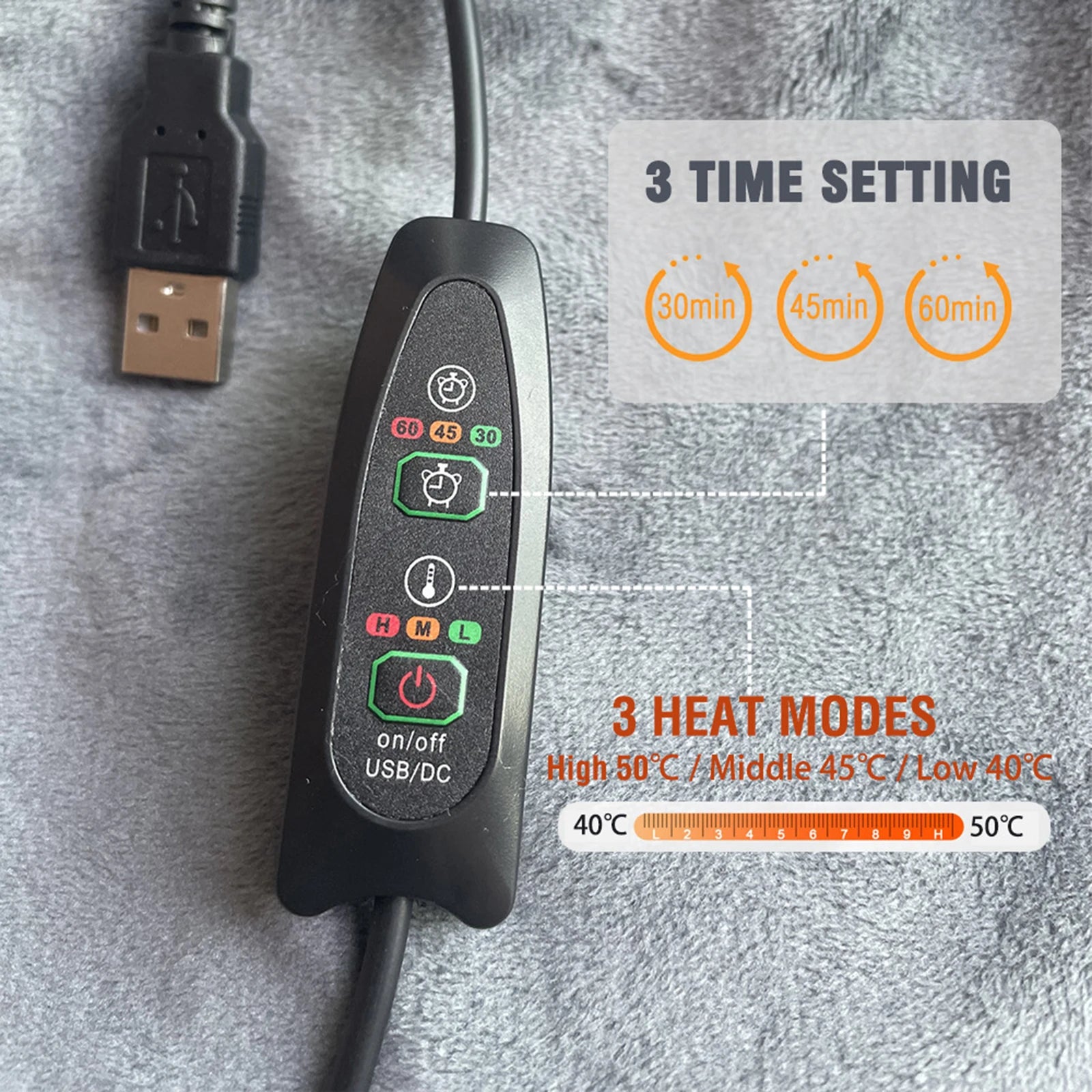 USB Heated Flannel Throw Blanket – Soft, Machine Washable Winter Warmer for Travel, Couch & Bed